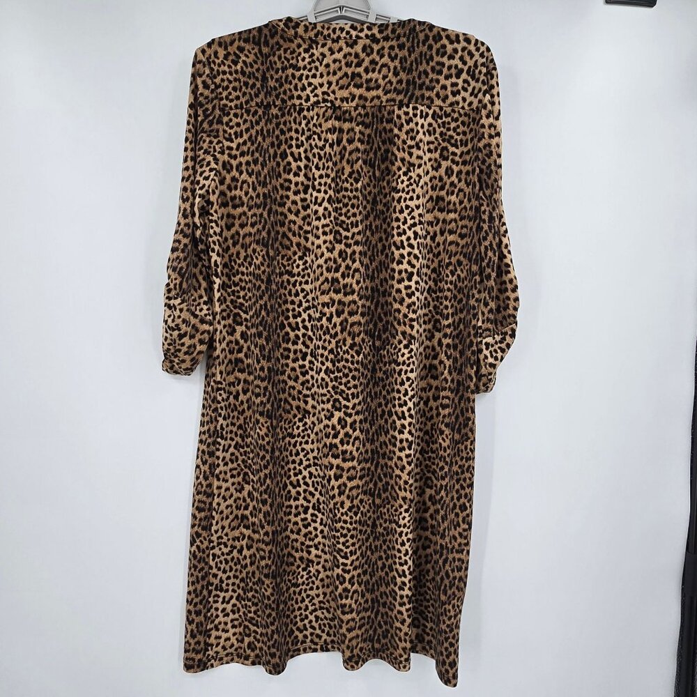 Michael Kors Sz 10 Leopard Print Slinky Stretch Dress Gold Chain Lace Up Detail - Picture 5 of 9